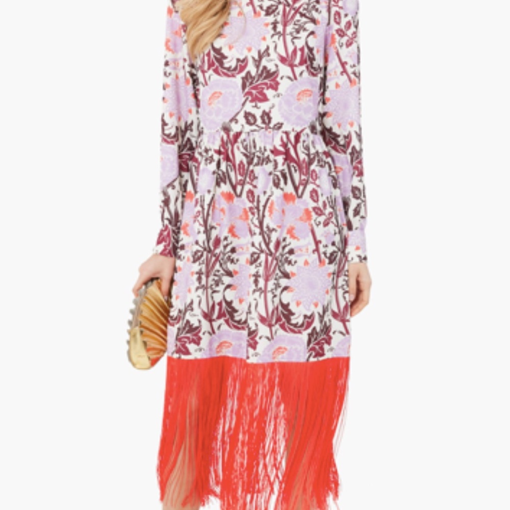 Tuckernuck Patterned Dress with Red Tassels, Size XXL